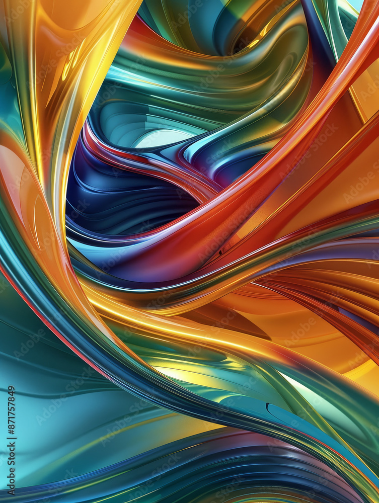 Poster abstract colorful swirling shapes - a captivating abstract image featuring swirling, colorful shapes