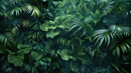 Fototapeta premium Rainforest foliage with dense vegetation