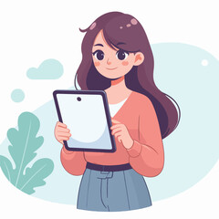 Vector image of a person carrying a tablet