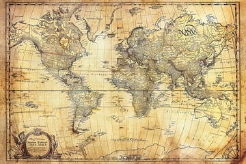 Obraz premium Vintage world map. Generative AI