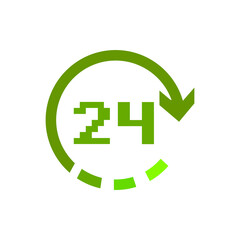 icon 24 by 7, round the clock, vector illustration