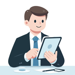 Vector image of a person carrying a tablet
