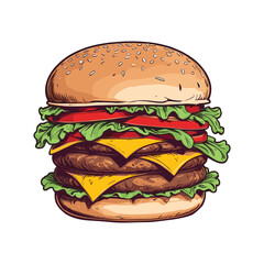 Delicious Burger Flat Vector Illustration