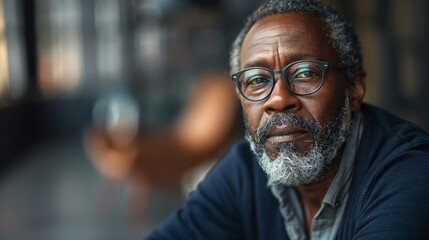 Obraz premium A middleaged AfricanAmerican man with a warm and wise demeanor