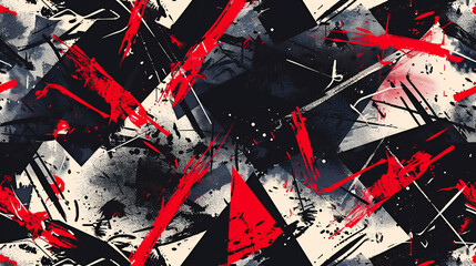 Abstract red, white and black Grunge pattern with colorful green textured brush 