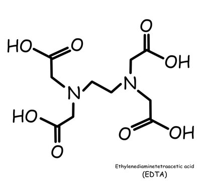 Chemical structure, compound : Ethylenediaminetetraacetic acid (EDTA)