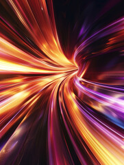 Obraz premium Abstract Light Tunnel - A digital abstract image featuring a tunnel of glowing light, creating an illusion of speed and movement. - A digital abstract image featuring a tunnel of glowing light, creati