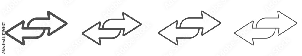 Poster lined double arrow icons in four direction flat vector icons collection