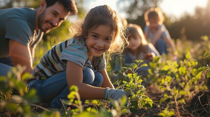 Family volunteering together, bonding and generous