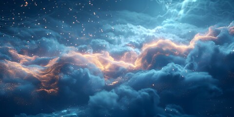 Conceptual 3D Rendered Cloud with Flowing Digital Streams Futuristic Technology Theme Cloud Computing Concept