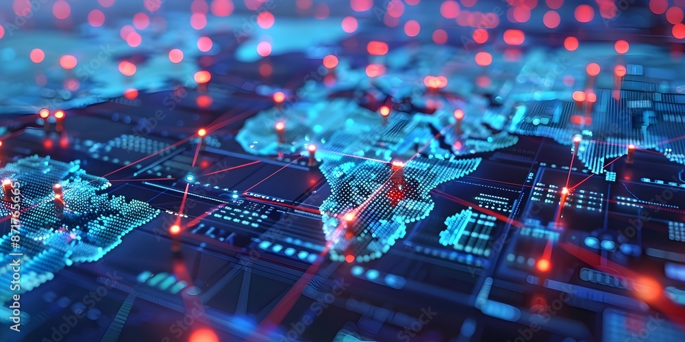 Aufkleber comprehensive digital logistics network controlling global shipments and routes display