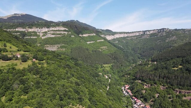 Amazing Aerial view of iskar gorge near village of Bov, Balkan Mountains, Bulgaria
