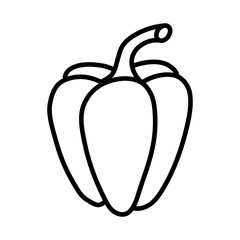 Bell pepper outline  vector icon isolated on white background