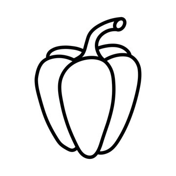 recommend clip art: Bell pepper outline  vector icon isolated on white background