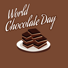 World chocolate day illustration ,chocolate cake with cream