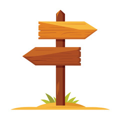 3d wooden sign, realistic blank signboard on road for pointing direction