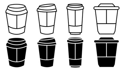 Glass coffee. Vector collection of glass coffee icon illustrations. Black icon design.