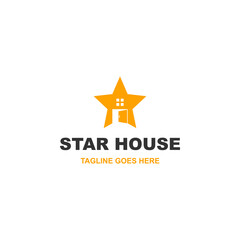 Obraz premium Elegant star house logo design vector on white background