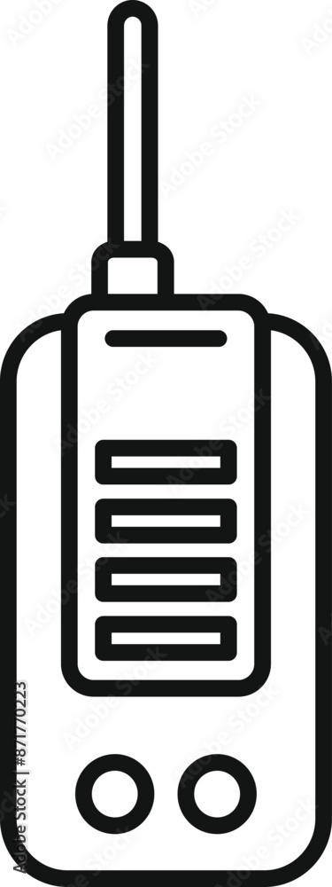 Poster simple line icon of a walkie talkie, perfect for representing communication or security