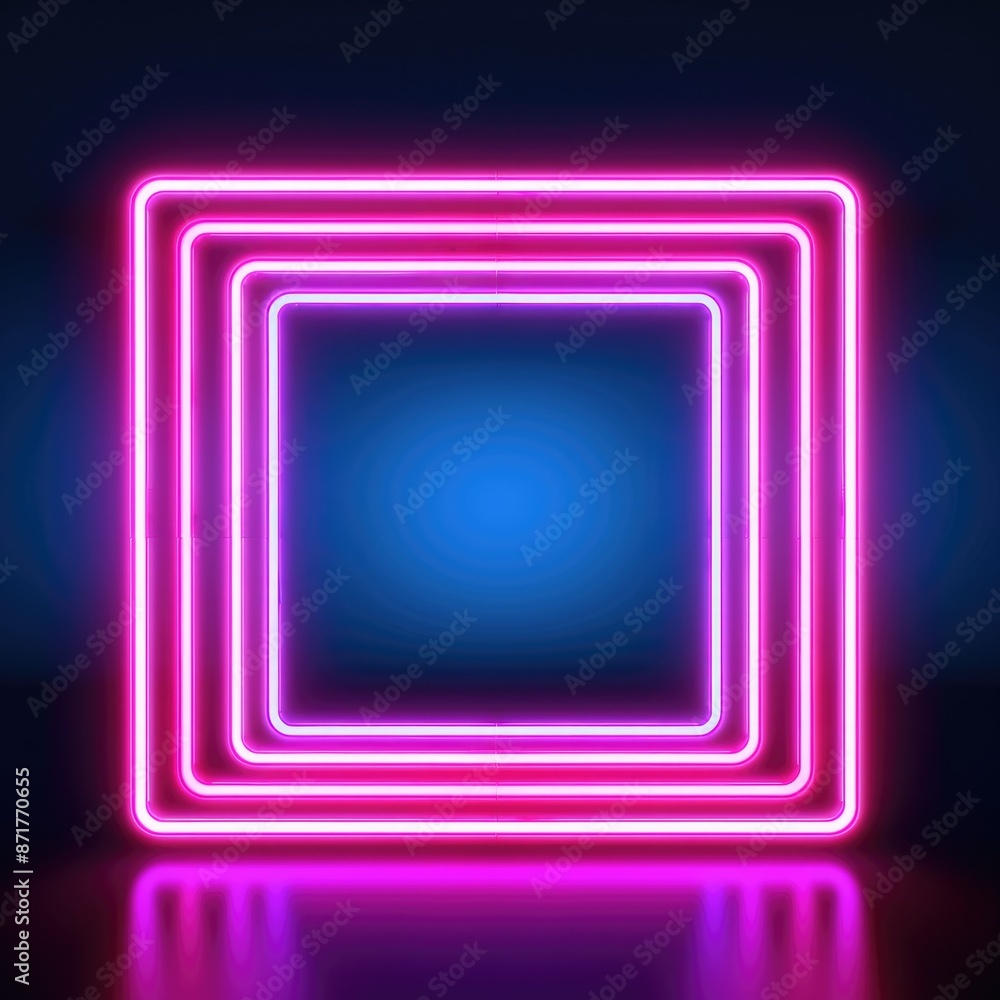 Poster abstract picture of mysterious geometric shape portal with digital style neon light reflecting set a