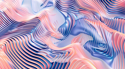 Peach and blue wavy lines glitch art.