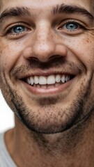 Obraz premium close up of a man smiling, AI, handsome