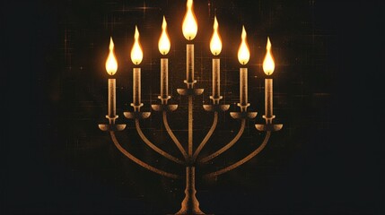 Fototapeta premium Menorah with five lit candles