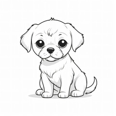 Fototapeta premium Dog, Coloring Book Page with Dog, Coloring page outline of a cute dog, puppy, clothing print