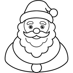 Cheerful Santa Claus Vector Design for Holiday Projects.Clean Santa Claus Illustration in Line Art.