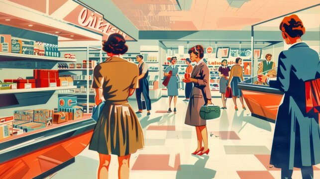 Retro Supermarket Shopping.