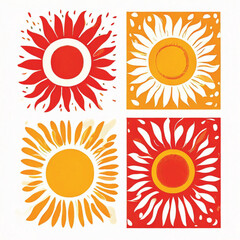 Web sun-groovy-prints-set-isolated-on-transparent-sighted background-hand-drawn-abstract