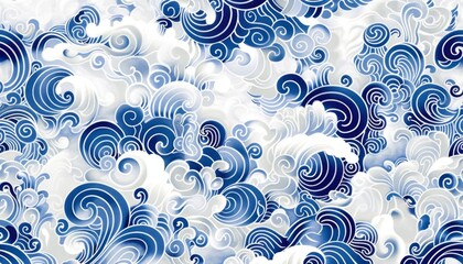 Elegant Blue and White Waves Pattern Background