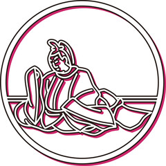 カラーシャドウ円形シンプル百人一首　中納言行平