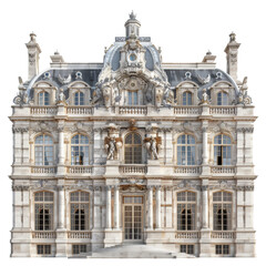 Fototapeta premium French Baroque Architecture Building Isolated on Transparent or White Background, PNG