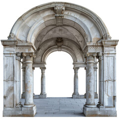Obraz premium Antique Concrete Archway Grand Entryway Isolated on Transparent or White Background, PNG