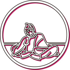 カラーシャドウ円形シンプル百人一首　藤原敏行朝臣