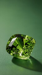 Fototapeta premium a single peridot crystal is featured on a pure green b background