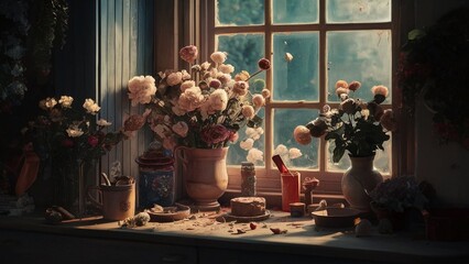flower around the window