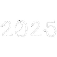Chinese 2025 Contour New Year Numeric. Zodiac Asia Sithouette Snake
