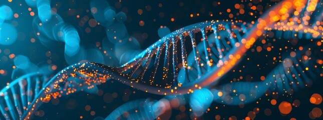 Futuristic 3D digital DNA molecule background