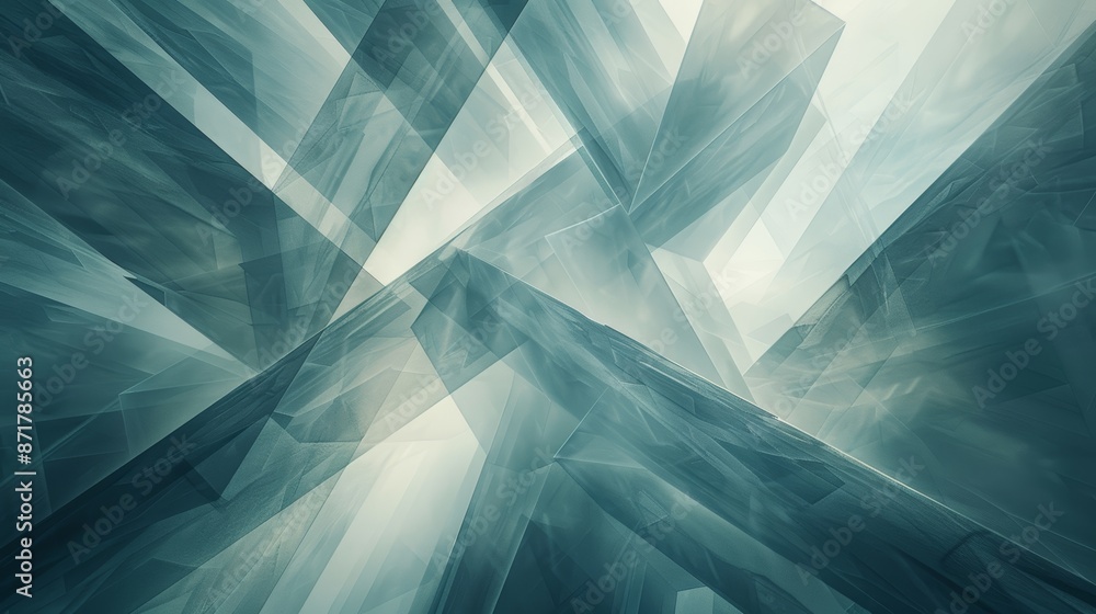 Poster abstract background of intersecting and overlapping linear shapes, illuminated by soft, ethereal lig