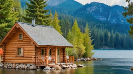 Fototapeta premium cabin in the mountains