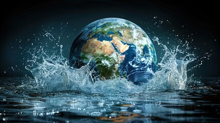 Save the planet, save a water, splashes, environmental concept.