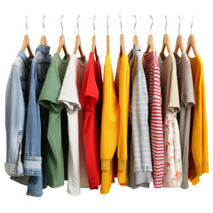 Hanging Clothes Isolated on Transparent or White Background, PNG