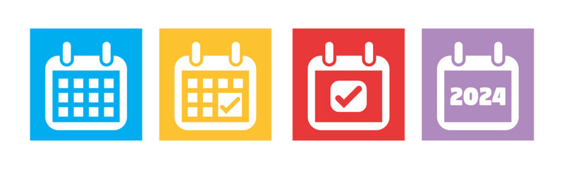 Callendar icon. Calendar planner icon collection. Reminder organizer event signs. Calendar notification icon. Business plan schedule. Stock vector