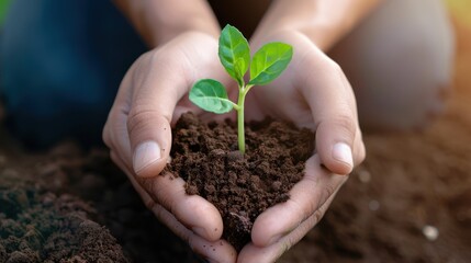 Small tree sapling being planted by a group of people focus on, teamwork theme, dynamic, blend mode, backyard