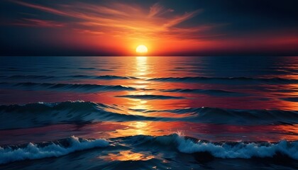 Sunset with sea abstract background with matellic colours behind dark