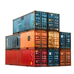 Containers for Import/Export Business Isolated on Transparent or White Background, PNG