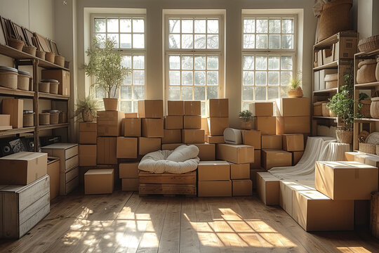 Apartment full of boxes when moving