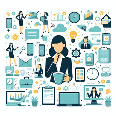 Multitasking Woman Vector Image